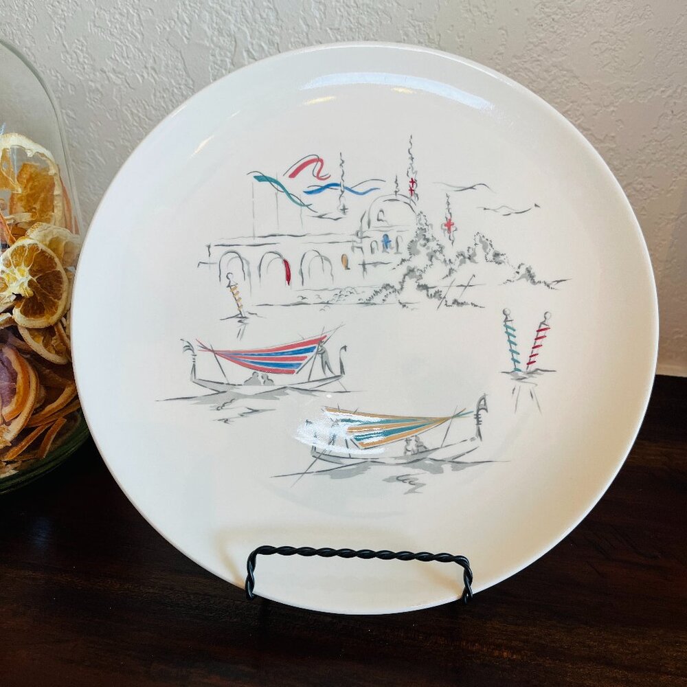 Vintage 10" Royal Doulton Venetian Plate D 6449 Gallery Wall European Coastal